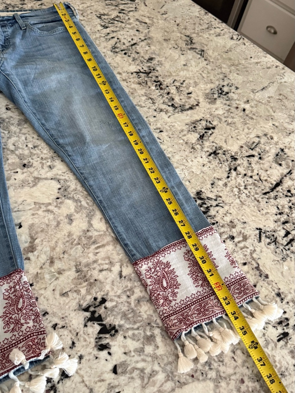 Pilcro & The Letterpress Hyphen Mid-Rise Bandana Tassel Boyfriend Jean 27 - Picture 12 of 16